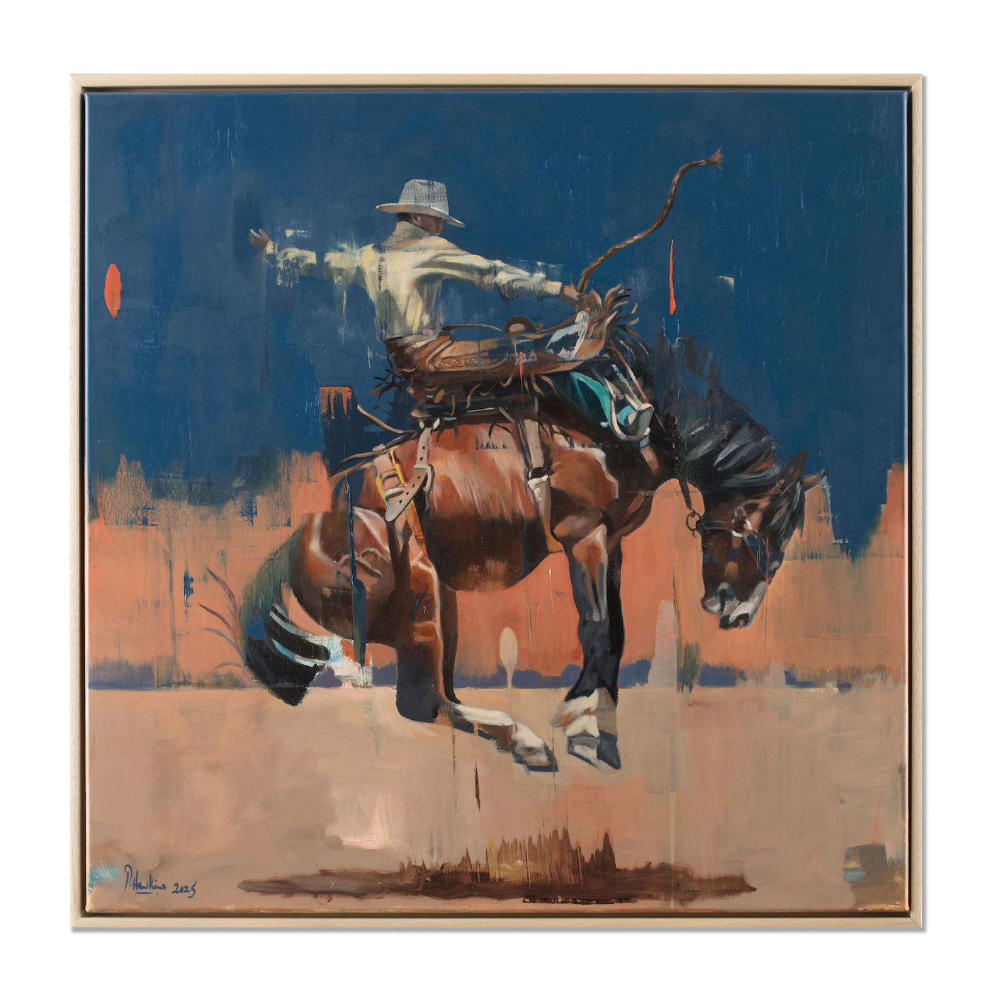 Rodeo blue painting. Contemporary oil painting by Pete Hawkins