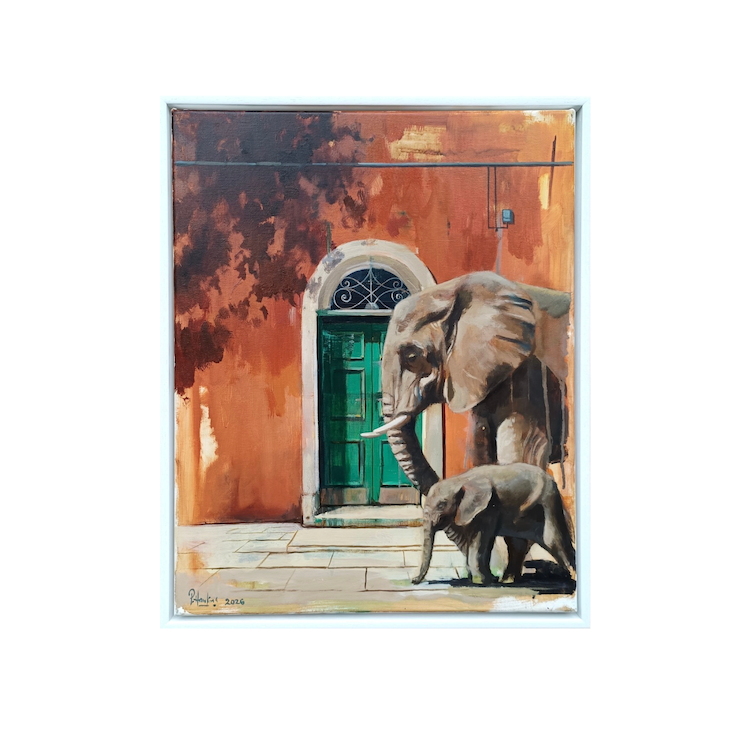 The Elephants - Oil On Canvas - 50 x 40 cm - £1,575