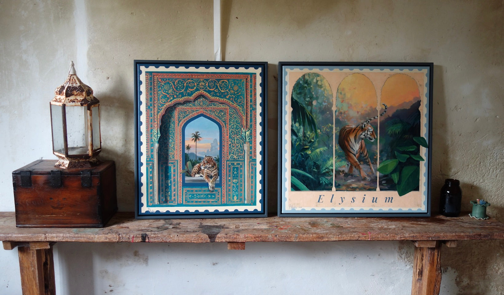 Two framed original contemporary art works by Pete Hawkins